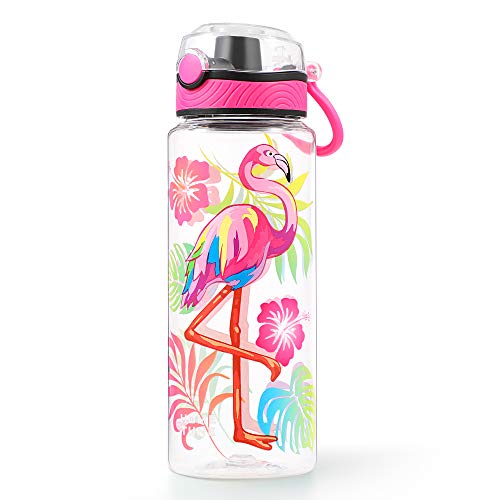 Cute Water Bottle for School Kids Girls, BPA FREE Tritan & Leak Proof & Easy Clean & Carry Handle, 23oz/ 680ml - Flamingo - color: Flamingo