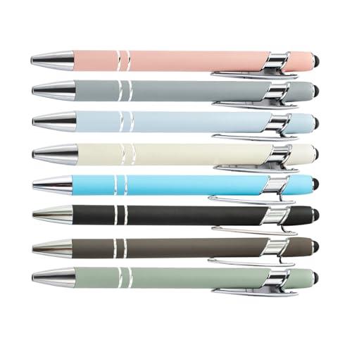 PASISIBICK 8 Pieces Ballpoint Pens, 2-in-1 Stylus Tip Retractable Ballpoint Pen, Metal Stylus Pen for Touch Screens, 1.0 mm Black Ink - color: 8 Pieces Ballpoint Pens-3