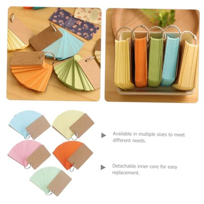 SECFOU 5pcs Portable Flash Cards with Binder Rings Pre-Hole Punched Blank Notecards for Studying DIY Memory Cards for School and Office Use