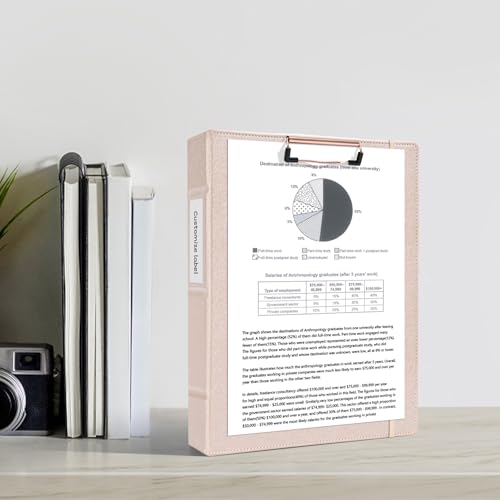 Ospelelf 3 Ring Binder with Clipboard, 1 Inch Leather, Letter Size (8.5" x 11"), Clipboard Binder with 5 Tab Dividers, Rose Gold - color: Rose Gold, size: Letter Size - 1 Inch