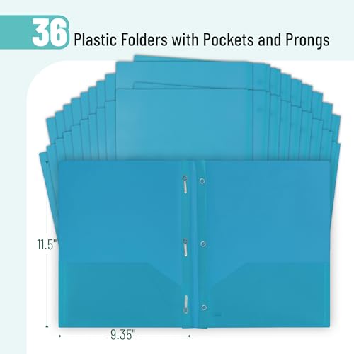 Mr. Pen- Plastic Folders with Pockets and Prongs, 36 Pack, Letter Size | Flexible Plastic Folders with Prongs - color: Blue, size: 36 Pack