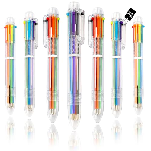 24 Pack Multicolor Pen 0.5mm 6-in-1 Ballpoint Retractable Colored Pens | Pens for School Office Supplies Birthday Party Favors for Kids Teens Teacher Student Children Gift Back to School
