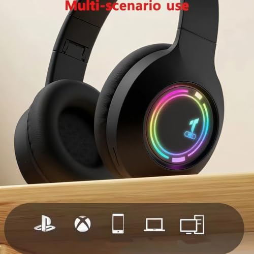 Bluetooth Headphones Over Ear,Wireless Headphones Low Latency, Hands-Free Calls, Noise Reduction Headphones Deep Bass, HiFi Stereo Foldable Headset for Sports Travel Cellphone Tablet Office