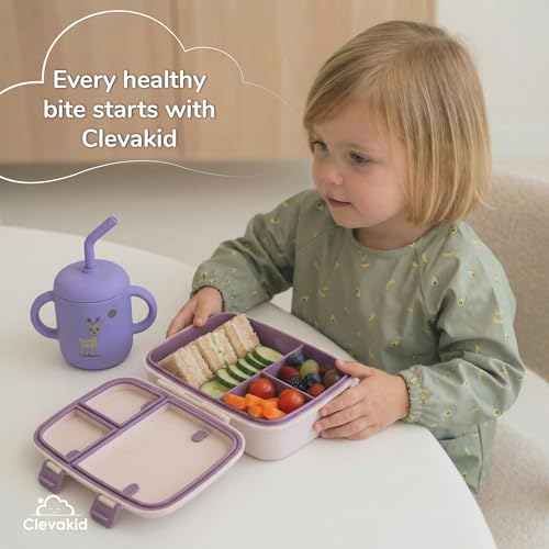 Kids Bento Explorer Lunch Box, 3 No-Mix Compartments, Microwave & Dishwasher Safe, Lightweight with Removable Tray, for Daycare, Preschool, School (Purple Light Powder Clevapirouette Friend) - color: Purple Light Powder Clevapirouette Friend