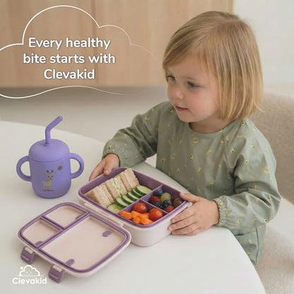 Kids Bento Explorer Lunch Box, 3 No-Mix Compartments, Microwave & Dishwasher Safe, Lightweight with Removable Tray, for Daycare, Preschool, School (Purple Light Powder Clevapirouette Friend) - color: Purple Light Powder Clevapirouette Friend