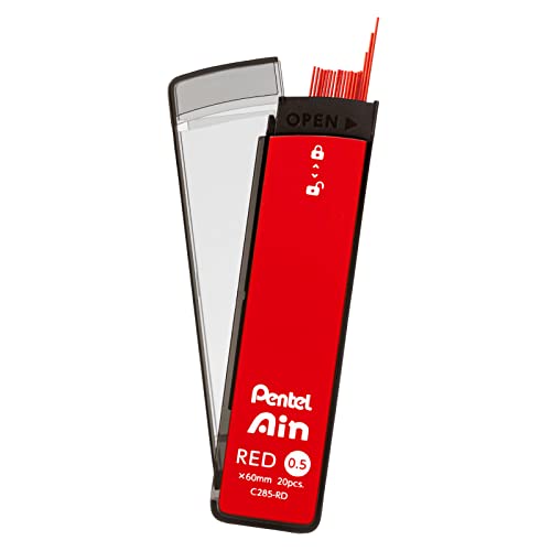 Pentel Ain Mechanical Lead, 0.02 inches (0.5 mm), Red, 10 Pieces - size: 1 Count (Pack of 10), style: RD