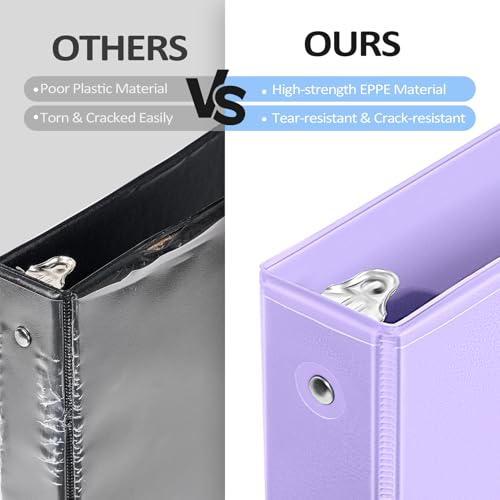 2 Pack BinderX Extra Durable 3 Ring Binder, 2 Inch Binder Round Ring, Fits 900 Sheets of 8.5x11 Paper, Customizable View Cover with Inside Pockets, Cute School Supplies for Girls, Pink & Purple - color: Pink & Purple, size: 2 Inch