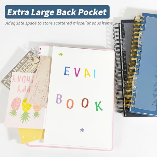 5 Subject Notebook College Ruled, 300 Pages A4 Hardcover Spiral Notebook with Removable Dividers Tabs 8.5" x 11" 100GSM Large Lined Journal Notebooks for Work School - color: black