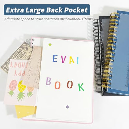 5 Subject Notebook College Ruled, 300 Pages A4 Hardcover Spiral Notebook with Removable Dividers Tabs 8.5" x 11" 100GSM Large Lined Journal Notebooks for Work School - color: black