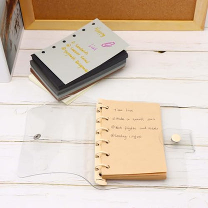 Mogoostry A7 Blank Filler Paper 6 Color Refill Paper for 6 Ring A7 Binder Planner Inserts 6 Hole Blank Note Paper Refills 300 Sheets Loose Leaf Paper - color: Dark 6 Color