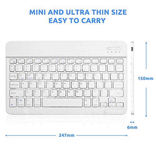 Bluetooth Keyboard Mini Wireless Keyboard for Apple iPad 10th/11 Generation, Amazon Fire HD 10/8 Max 11, Samsung Tablet, Android Phone - 10-Inch Slim, Portable, Rechargeable, White - color: 10 inch White