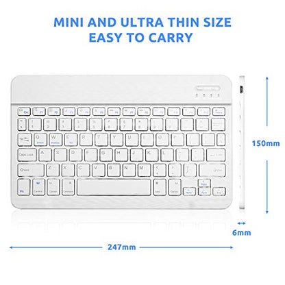 Bluetooth Keyboard Mini Wireless Keyboard for Apple iPad 10th/11 Generation, Amazon Fire HD 10/8 Max 11, Samsung Tablet, Android Phone - 10-Inch Slim, Portable, Rechargeable, White - color: 10 inch White