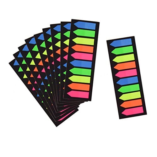 Morepack 2000 Count Neon Color Tape Flag, Page Markers,Index Tab Flags,Sticker Note, Fluorescent,10Pack,2000 Pages Count (Type 3) - style: Arrow