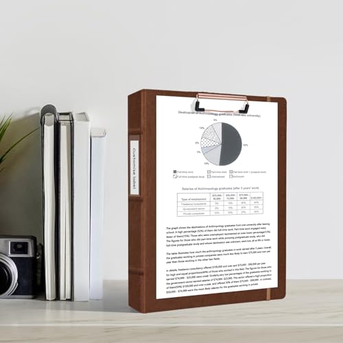 Ospelelf 3 Ring Binder with Clipboard, 1 Inch Leather, Brown, Letter Size (8.5" x 11"), 5 Tab Dividers - color: Reddish Brown, size: Letter Size - 1 Inch