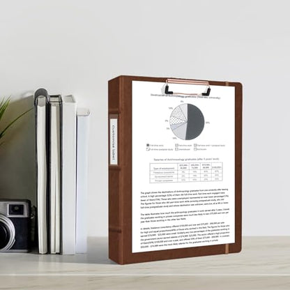 Ospelelf 3 Ring Binder with Clipboard, 1 Inch Leather, Brown, Letter Size (8.5" x 11"), 5 Tab Dividers - color: Reddish Brown, size: Letter Size - 1 Inch