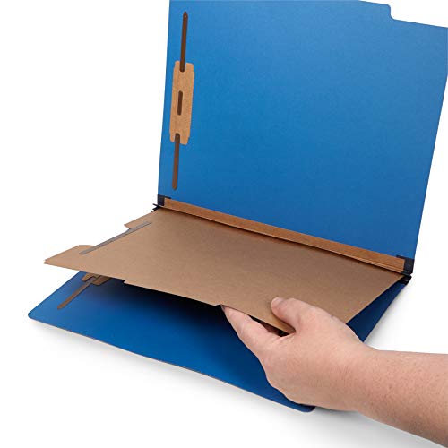 10 Dark Blue Classification Folders - 1 Divider - 2 Inch Expansions - Durable 2 Prongs Designed to Organize Standard Medical Files, Office Reports - Letter Size, Dark Blue, 10 Pack