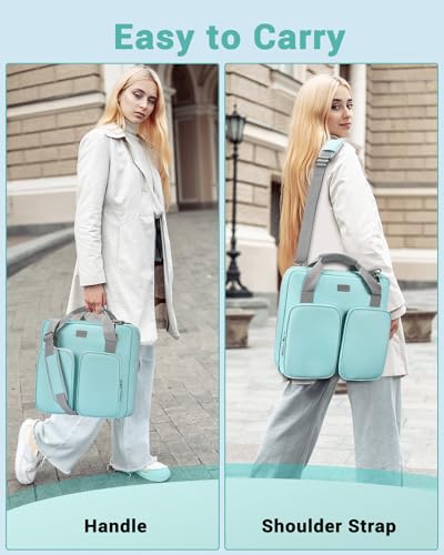 3 Inch Zipper Binder 3 Ring with Shoulder Strap & Multi-Pocket | Binder with Zipper Holds Up to 700 Sheets for Office School, Compatible with 13” MacBook Laptop ipad, Light Blue - color: Light Blue
