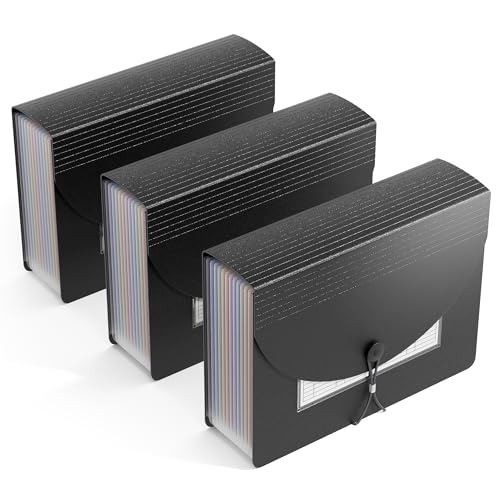 ThinkTex Accordion File Organizer, 12 Pockets Monthly Bill Receipt Organizer, Portable Expanding File Folders, Multi-Color Tabs, Letter/A4 Size - 3 Packs - color: 3 Packs
