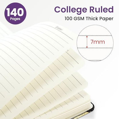 ZOTIA Lined Spiral Journal for Women, A5 Aesthetic Hardcover Notebook for Work, School & Note Taking, Pretty College Ruled Journal, 140 Pages, 6" x 8", Cosmic Flow - color: P-Cosmic Flow