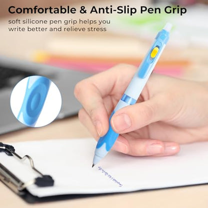M&G 3 PCS Erasable Pens, 0.5mm Blue Ink Erasable Gel Pens, Fine Point Retractable Pens Make Mistakes Disappear, Premium Comfort Grip Note Taking and Crossword Puzzles - color: blue ink 3pcs