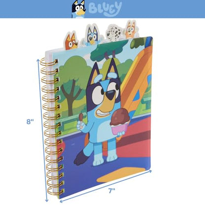Bluey Tab Journal Notebook, Spiral Bound, 96 Lined Pages, 8 x 7 inches - style: Bluey