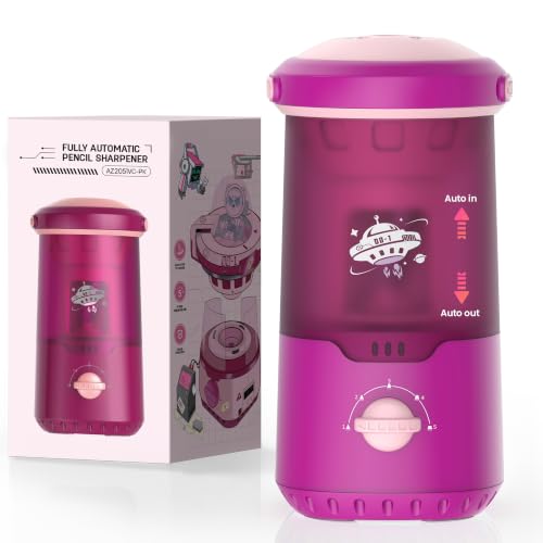 VUSIGN Electric Pencil Sharpener, Fully Automatic Rechargeable Pencil Sharpener with 5 Sharpness Settings, Hands-Free Auto Feed & Eject, for 6.9-10.8mm No.2 & Colored Pencils, Classroom School (Pink) - color: Pink