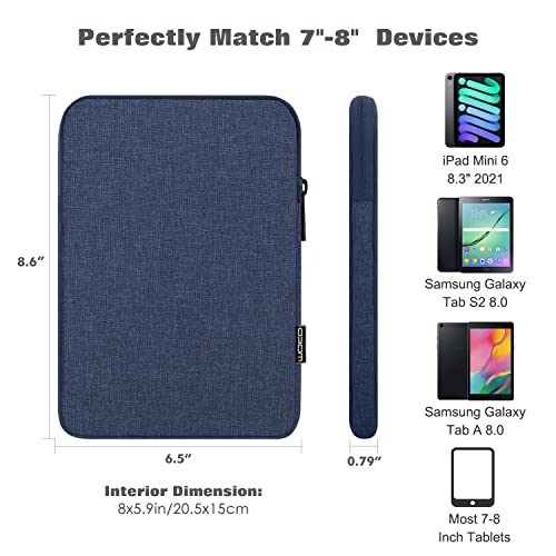 MoKo 7-8 Inch Tablet Sleeve Bag with Lightweight Design | Tablet Carrying Case Fits iPad mini A17 Pro/6/5/4/3/2/1, Galaxy Tab S2 8.0, Tab A 8.0 and ZenPad Z8s 7.9, Navy Blue - color: Navy Blue, size: 7-8 inch