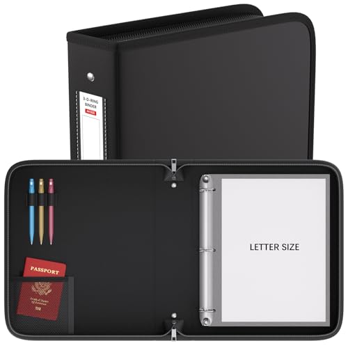 Fireproof 3 Ring Binder with Zipper, 2.5 Inch D Rings Hold up 650 Sheets of 8.5" x 11" (A4), Compatible with Clear Page Protectors, Built-in net and Pen Holder (1 Pcs, Black, 2.5") - color: Black, size: 2.5", style: 1 Pcs