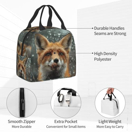 Funny 3d Fox Lunch Box Insulated Meal Bag Lunch Bag Reusable Snack Bag Food Container For Boys Girls Men Women School Work Travel Picnic - color: Funny Fox
