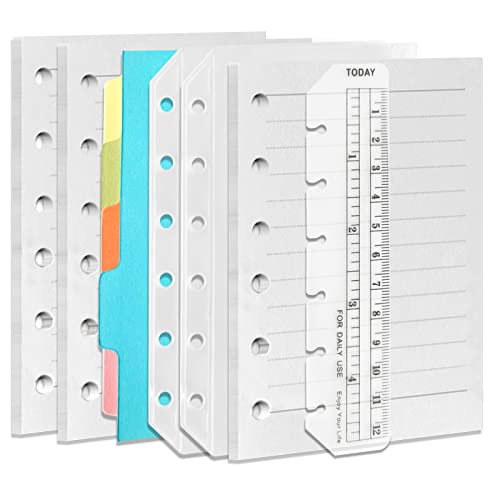 DY.2ten Refillable A7 Notebook Set, 3 Pack Lined Refill Paper, A7 Clear Zipper Binder Pockets, Dividers, Ruler Marker, Paper Refill for 6-Ring Binders Planner Notebook - color: A7 Lined Paper