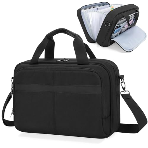 Accordion File Organizer with Lockable Zipper, Expanding File Folder | Accordion File Folder with Handle, Expanding Folder Document Bag for A4 / Letter Size Files, Portable Office Storage