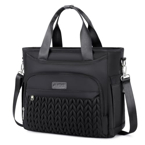 AIJIEKE Large Insulated Lunch Bag for Women Men, Work Lunch Box Tote, Black | Leakproof, durable multi-compartment cooler. Reusable with shoulder strap. Perfect for travel meal prep, picnic, beach - color: A.Black