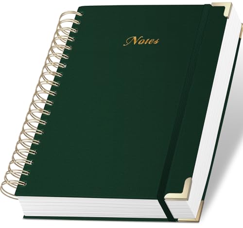 Spiral Notebook Journal, 328 Pages Linen Hardcover College Ruled Notebook, Lined Thick Journals for Women Men, A4 Thick Spiral Journal for Writing, 100GSM Paper, Cute Notebooks for Work School - color: A-Notes-Dark Green, size: A4(8.5INCH×11INCH)