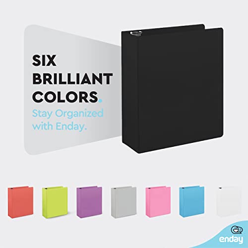 Enday 2 Inch 3 Ring Binder, Black Heavy Duty Three Ring Binder, 480 Sheets Capacity - 2 Inch Binder for Home School and Office. - color: Black, size: 2-Inch