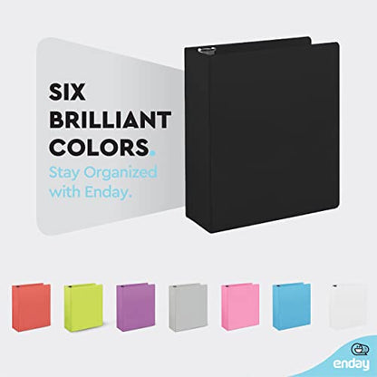 Enday 2 Inch 3 Ring Binder, Black Heavy Duty Three Ring Binder, 480 Sheets Capacity - 2 Inch Binder for Home School and Office. - color: Black, size: 2-Inch