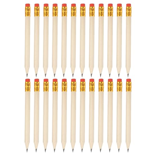 PATIKIL 24 Pieces Half Golf Pencils, 4" Mini Pre Sharpened Pencils #2 HB Short Graphite Pencils Bulk with Eraser for Golf Classroom Teacher Office Supplies, Wood Color - color: Wood Color