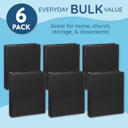 Blue Summit Supplies Small 3-Ring Binder, Junior 1 Inch, Mini 3-Ring Binder, Small Size Fits 5 1/2 x 8 1/2 Paper, Set of Mini Binders Ideal for Playbills or Planner, Black, 6 Pack