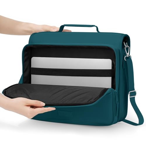 SUNEE Zipper Binder 3 Ring 2-Inch in Dark Teal-Green Features a Shoulder Strap, 13 Inch Laptop Pocket, with Multiple Storage Pockets. Ideal Organizer for Middle School Students - color: Dark Teal-green