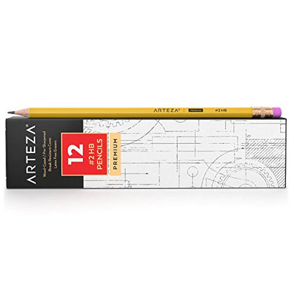 ARTEZA HB Pencils #2, Pack of 48 Wood-Cased Graphite Pre-Sharpened Pencils in Bulk, Office and School Supplies for Exams, Classrooms, Students