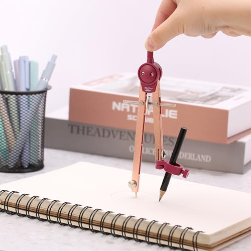 Mr. Pen- Metal Geometry Compass, Center-Wheel Design | Precision Drafting Compass with Pencil for School & Technical Drawing, Draws Circles up to 11 Inches Diameter - color: Rose Gold
