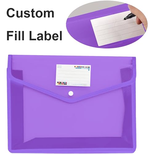 YoeeJob Plastic File Folders Legal Size Expandable Document Folder with Snap Button Closure, A4 Expanding File Wallet Envelopes Pouch with Label Pocket, 2 Packs, Purple - color: Purple, size: 2 Pack