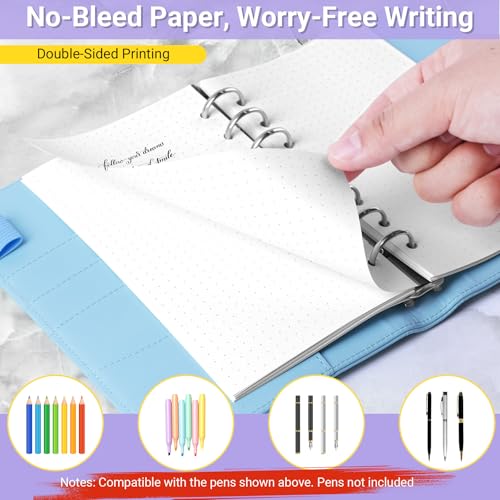 Antner A6 Dotted Refill Paper 6-Hole Planner Inserts for A6 6-Ring Refillable Binder, 135 Sheets/270 Pages Dot Grid Loose Leaf Filler Paper with 12 PCS Binder Dividers for Journal Note Math Work - color: Dotted Paper