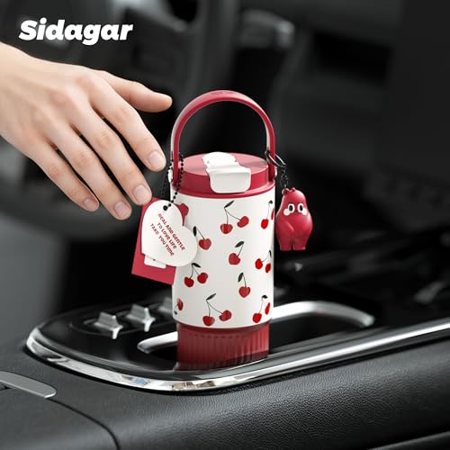 26oz Insulated Water Bottle with Straw & Spout Dual Lid, 316 Stainless Steel Tumbler, 100% Leakproof Vacuum Flask, Vibrant Cherry Red Aesthetic Coffee Cup, Travel & Gym Ready - color: Cherry Red