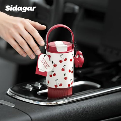 26oz Insulated Water Bottle with Straw & Spout Dual Lid, 316 Stainless Steel Tumbler, 100% Leakproof Vacuum Flask, Vibrant Cherry Red Aesthetic Coffee Cup, Travel & Gym Ready - color: Cherry Red
