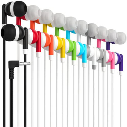 Maeline Bulk Earbuds with 3.5 mm Headphone Plug - 40 Pack Wholesale Bundle - Multi Color - color: Multi, size: 40 Pack