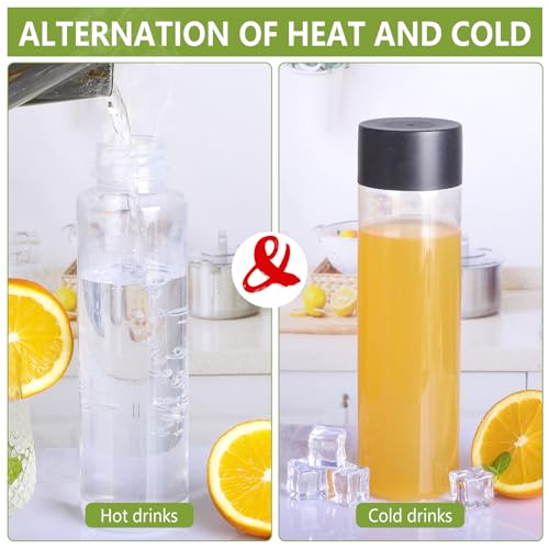 zmybcpack 12 Pack 400ml Plastic Juice Bottle with Black Lid Dishwasher Safe | Heat-Resistant Plastic Smoothie Sensory Bottles, Reusable Bulk Beverage Containers for Juice, Milk - size: 13.5oz 12pack