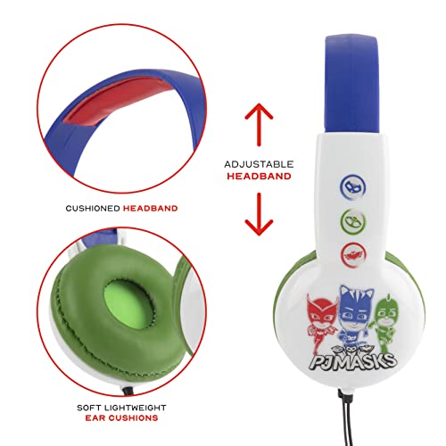 PJ Masks Kids Safe Over The Ear Headphones HP2-03120| Kids Headphones, Volume Limiter for Developing Ears, 3.5MM Stereo Jack, Recommended for Ages 3-9, by Sakar