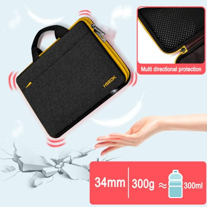 Hseok Laptop Case 13.3-14 inch Sleeve, TSA Computer Handbag Water-Resistant and Shockproof Bag Compatible with MacBook Pro/Neo 14", Mac Air/Pro 13.3" and 13"-14" Notebooks Chromebooks,Black-Yellow - color: Black-yellow