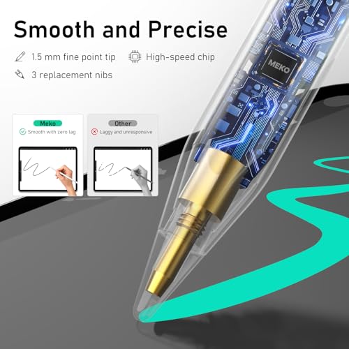 MEKO iPad Pencil Find My, Stylus Pen for iPad with Easy Shortcuts，Compatible with 2018-2025 Apple iPad A16/10/9/8 & Air 13/11 & Pro 12.9/13/11 & Mini 7/6/5, Anti-Lost & Fast Charging 10H Battery