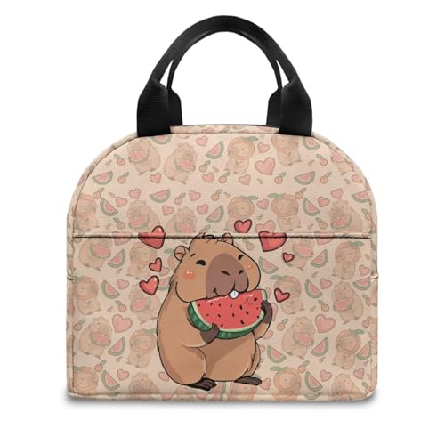 Cute Capybara Lunch Box Kids Multifunctional Insulated Lunch Bag Lightweight Thermal Picnic Cool Bags for School Picnic Travel Hiking Camping - color: Cute Capybara Watermelon